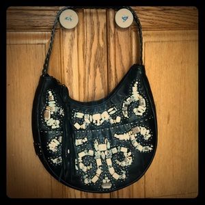 Vintage beaded leather Braccialini shoulder bag